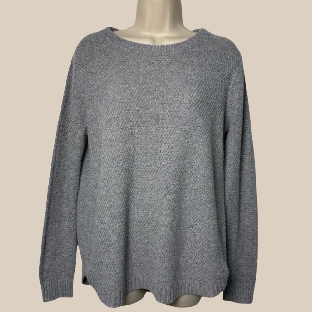 Pink Clover Women’s Stitchfix Gray Cozy Fall Sweater Rounded Hem Size Medium